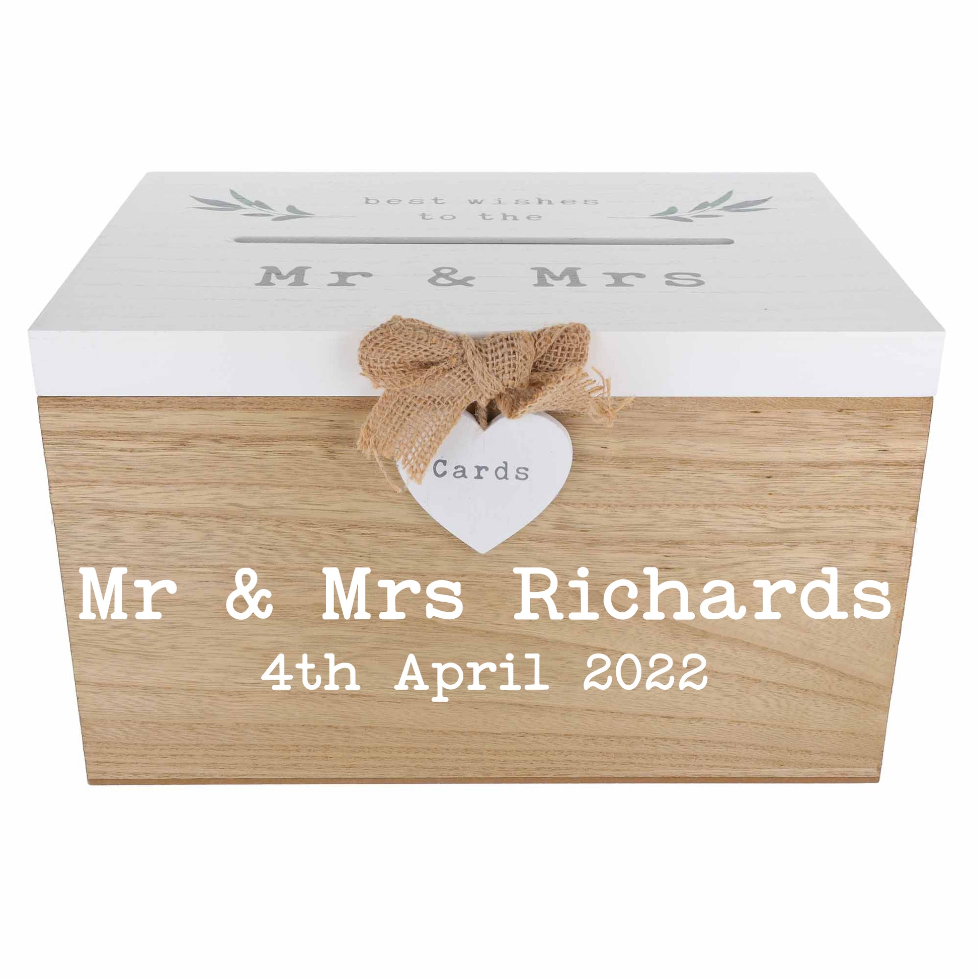 Personalised Wedding Card White & Wooden Memory Box MR & MRS  - Always Looking Good -   