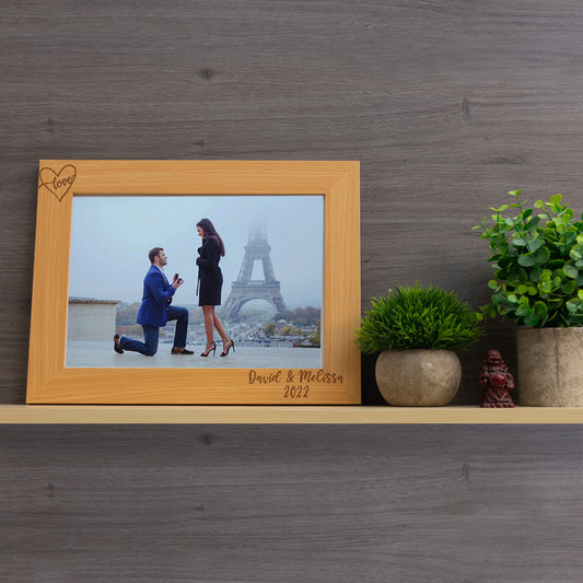 Personalised Engraved Couples Photo Frame - Name and Heart Design - Always Looking Good -