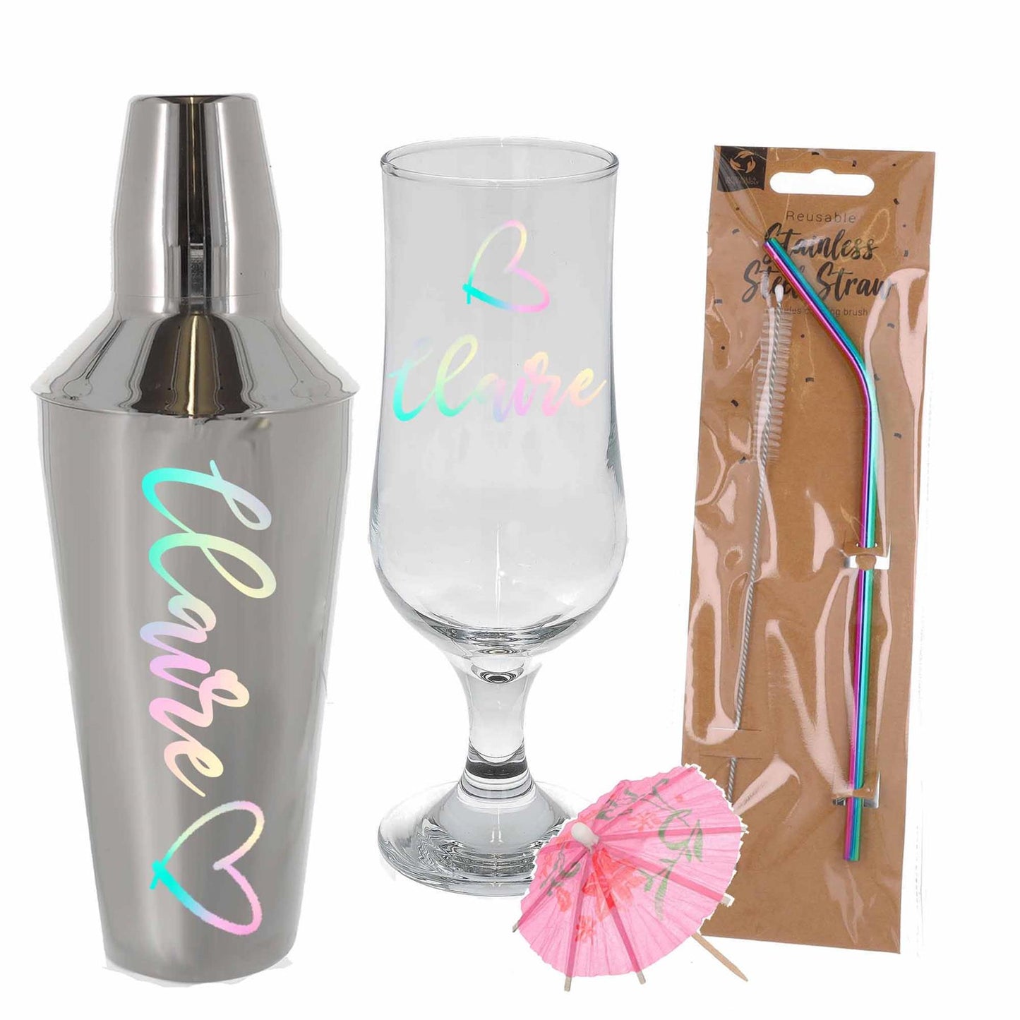 Personalised Cocktail Shaker & Pina Colada Glass Gift Set - Always Looking Good - Full Set