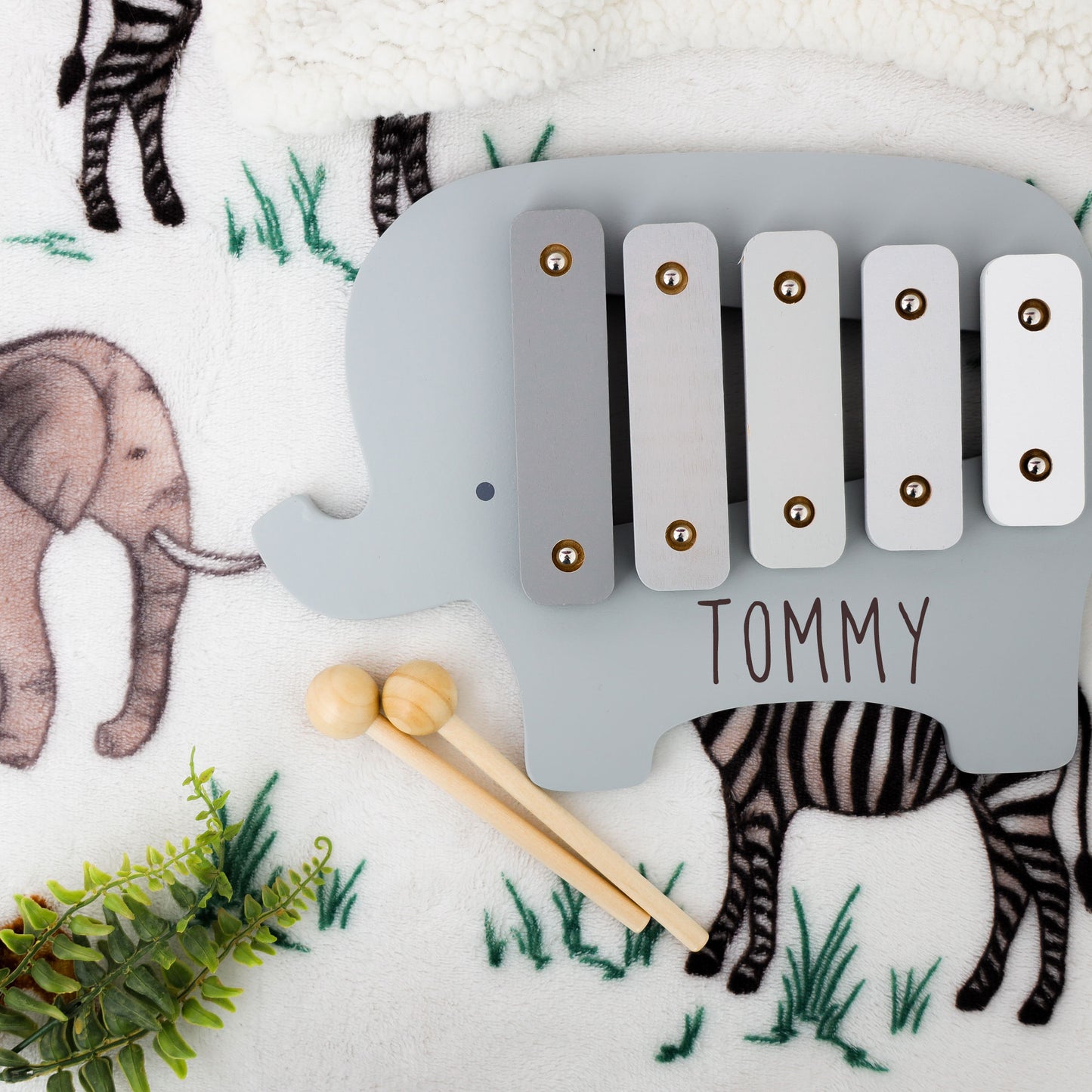 Personalised Engraved Wooden Elephant Xylophone Baby & Toddler Toy  - Always Looking Good -   