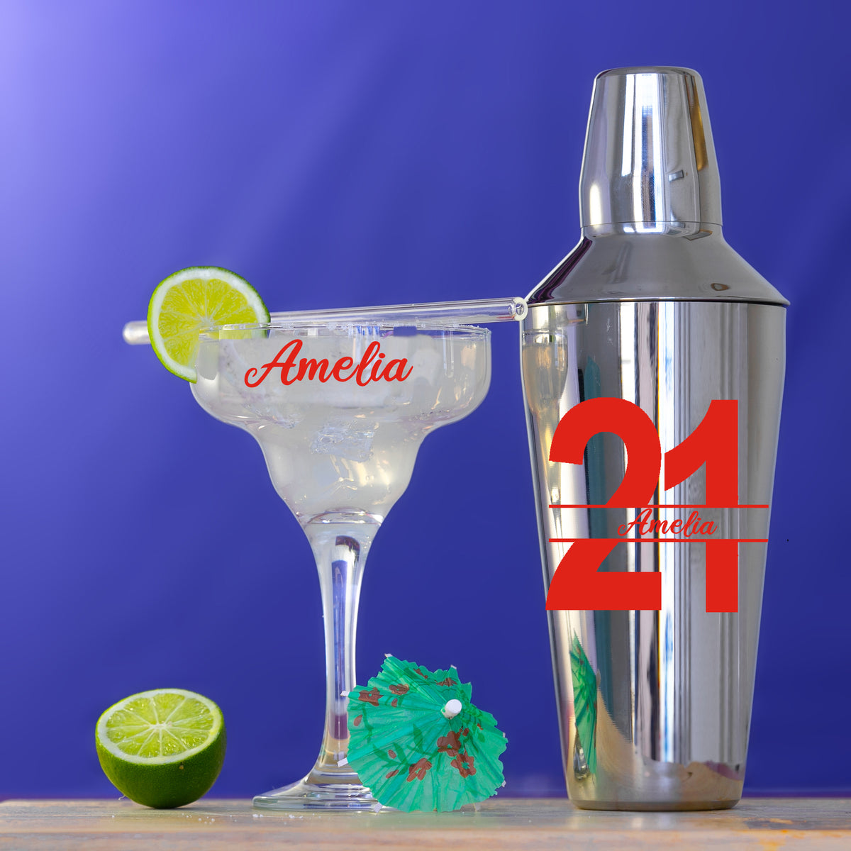 Personalised 21st Birthday Margarita Cocktail Shaker Set - Always Looking Good -