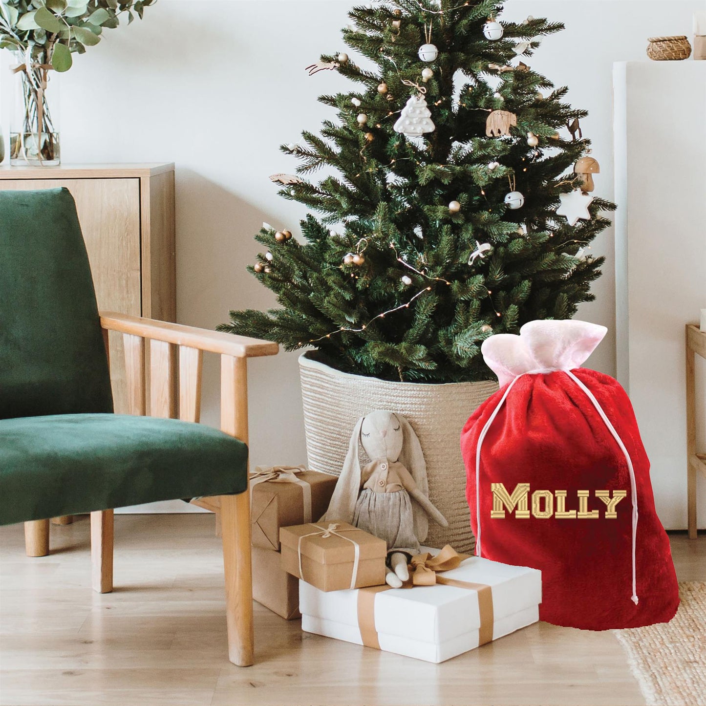 Personalised Embroidered Large Plush Santa Sack Stocking - Always Looking Good -