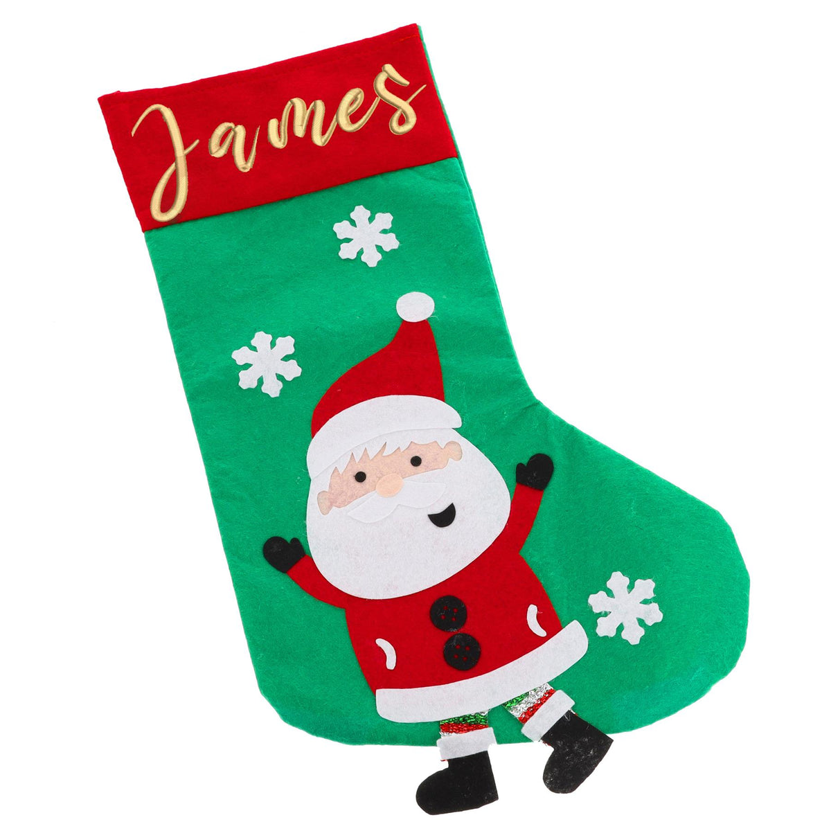 Embroidered Personalised Christmas Stocking With Santa Or Elf Design - Always Looking Good -