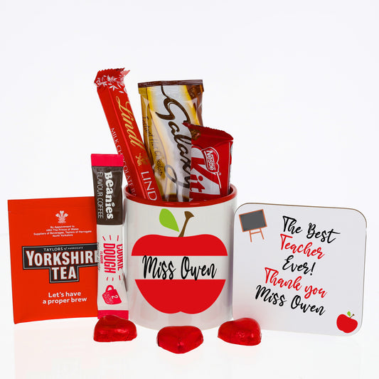Personalised Teacher Thank you Gift Filled Mug & Coaster Set Red - Always Looking Good -