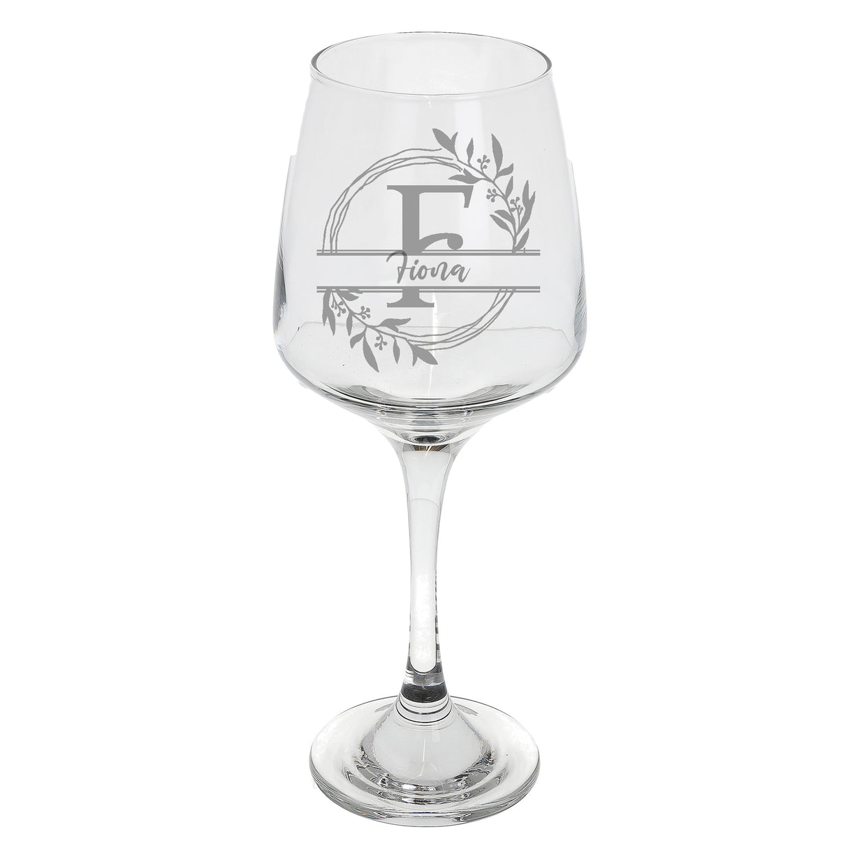 Personalised Engraved Initial Monogram Wine Glass Gift - Always Looking Good - Engraved Glass Only Small Floral wine glasses