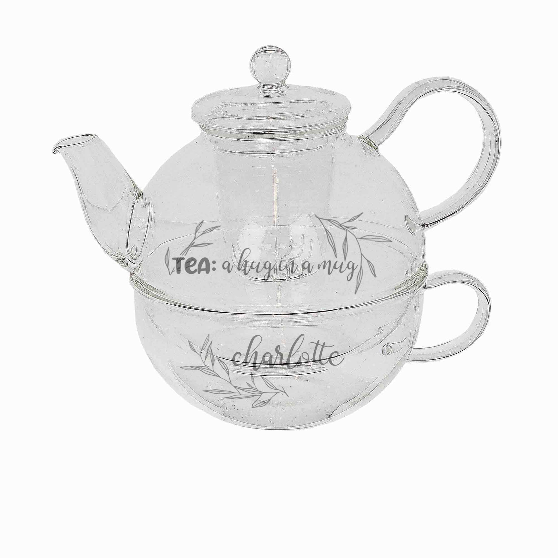 Personalised Engraved Tea for One Hug in a Mug Tea Pot  - Always Looking Good -