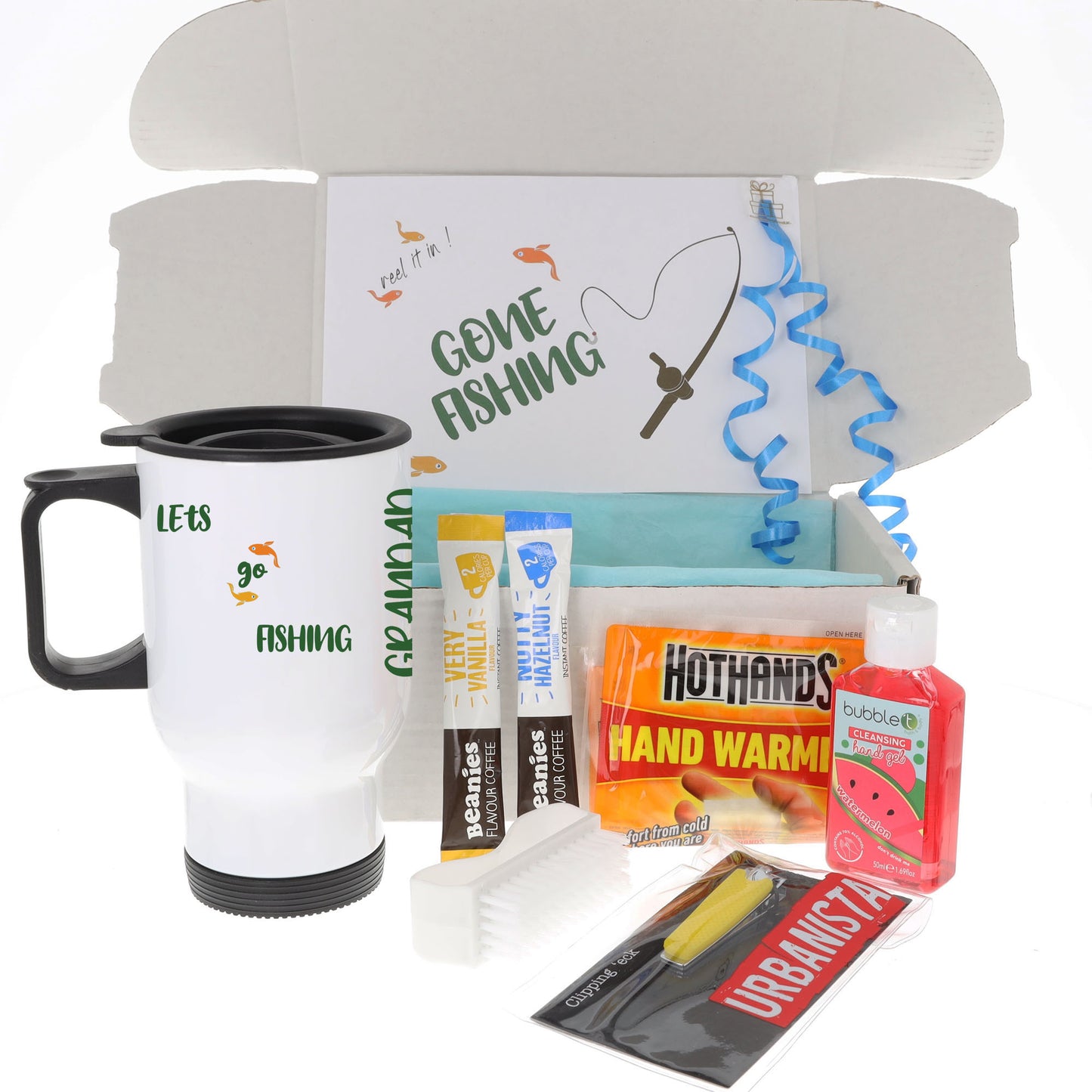 Personalised Sublimated Fishing Flask Gift - Always Looking Good - Travel Mug Set With Coffee