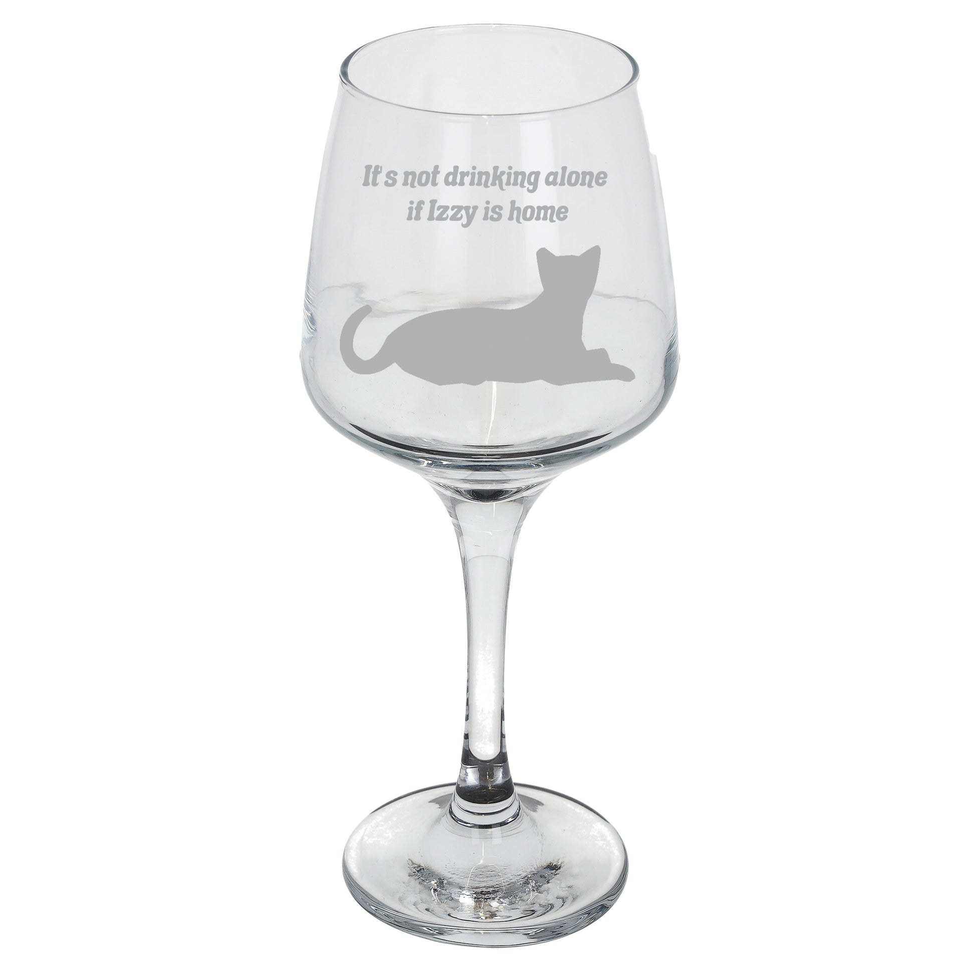 Engraved Personalised Cat Lover Wine Glass Gift  - Always Looking Good - Cat Laying Down Empty Glass 