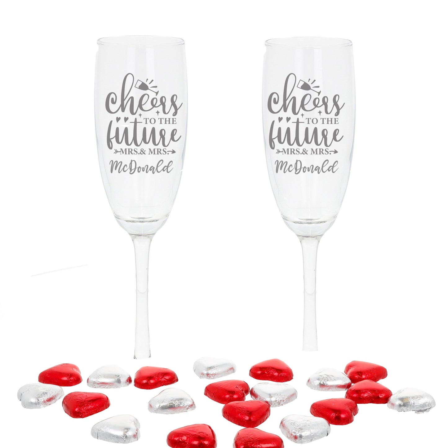 Personalised Engraved Engagement Champagne Flute Glass Set "Future Mrs/Mr"  - Always Looking Good -   