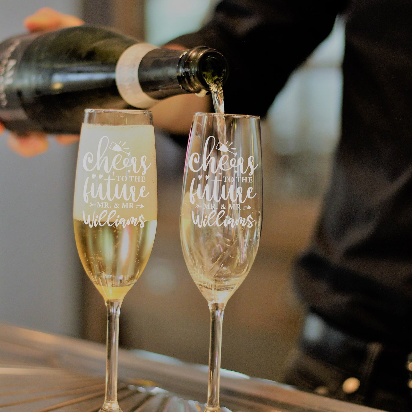 Personalised Engraved Engagement Champagne Flute Glass Set "Future Mrs/Mr"  - Always Looking Good -   