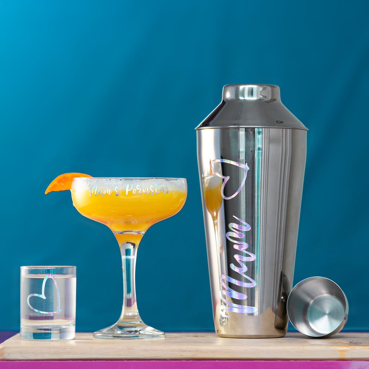 Personalised Pornstar Martini Cocktail Shaker Set With Glass & Shot Glass Gift Set - Always Looking Good -