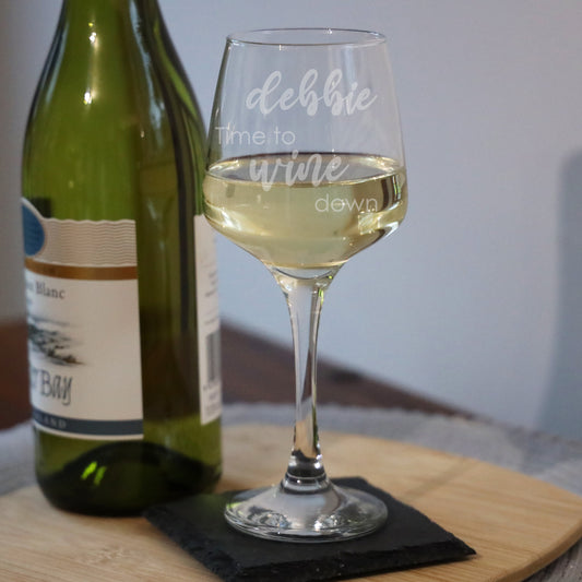 Personalised Engraved "Time To Wine Down" Wine Glass  - Always Looking Good -   