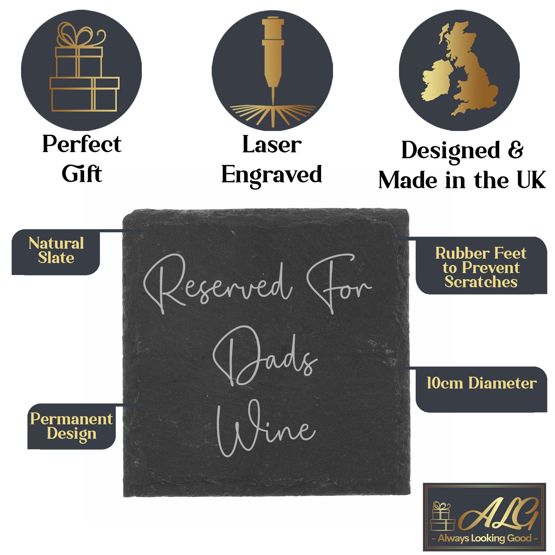 Engraved Wine Glass for Dad Engraved Glass and/or Coaster Gift Set  - Always Looking Good -   