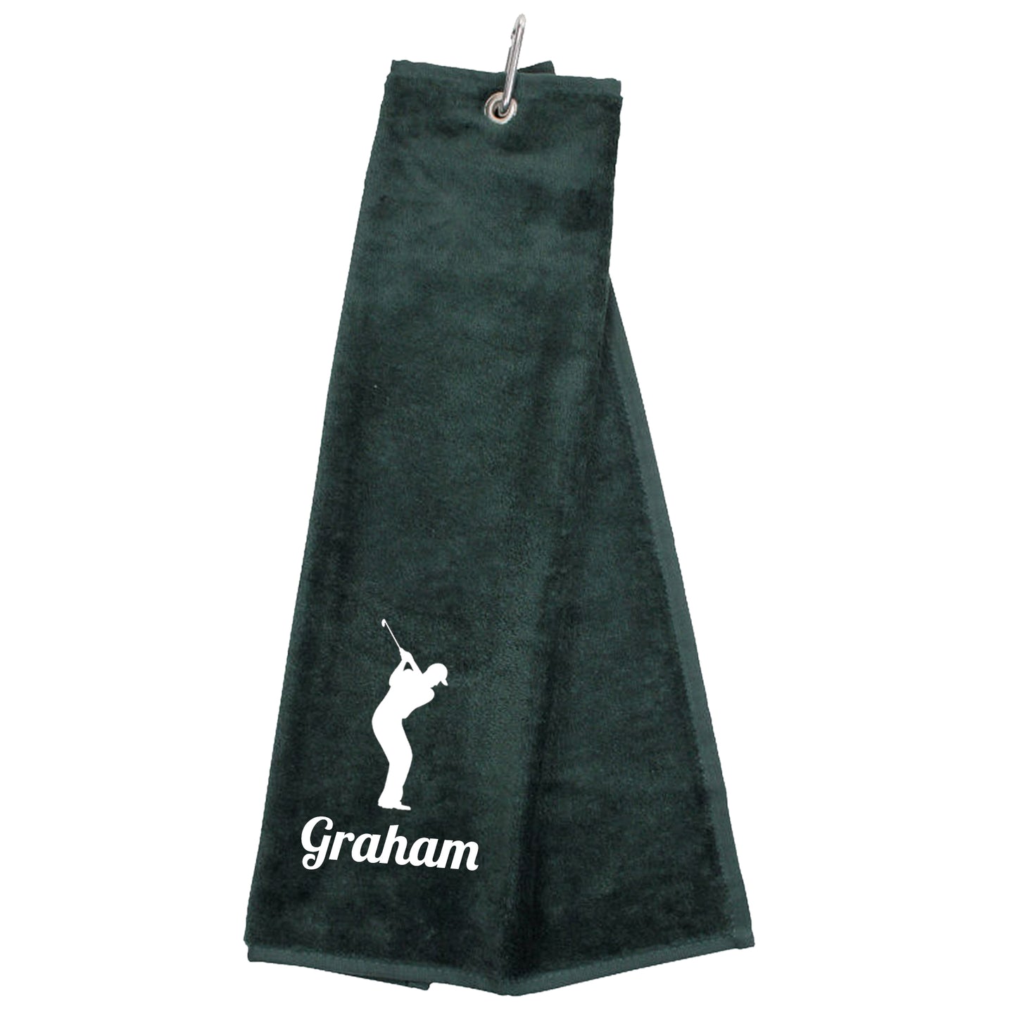 Personalised Embroidered Tri Fold GOLF Towel Trifold Towel with Carabiner Clip  - Always Looking Good -   