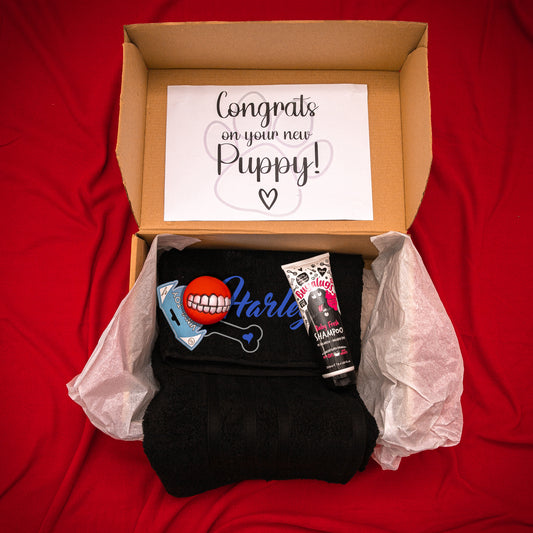 Personalised Embroidered Dog Towel Hamper | New Puppy Gift | Dog Birthday Hamper - Always Looking Good -