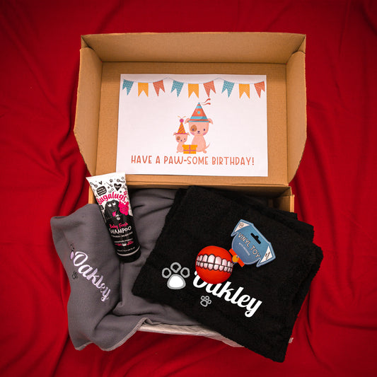 Personalised Dog Blanket and Towel Embroidered With Name Pampered Pooch Gift Set  - Always Looking Good -