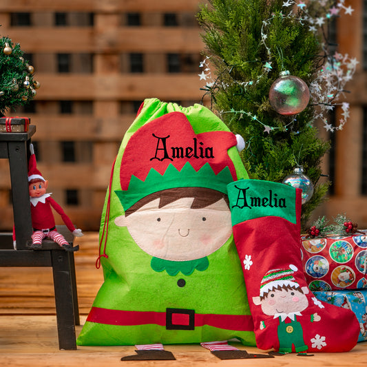 Vinyled Christmas Stocking and Present Sack Personalised with Name Kids Christmas Eve Set - Always Looking Good -