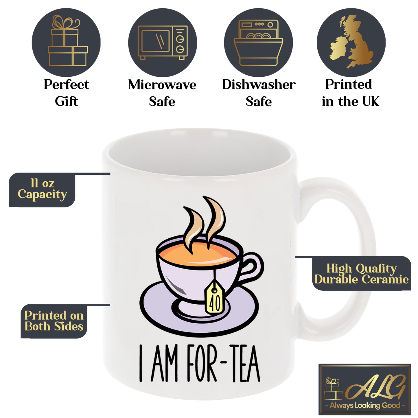 I Am For-Tea Funny 40th Birthday Mug Gift for Tea Lovers  - Always Looking Good -   