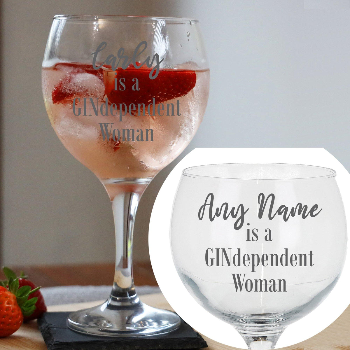 Personalised Engraved GINdependent Women Gin Glass - Always Looking Good -