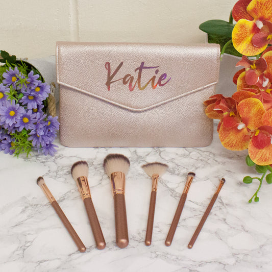 Personalised Cosmetic Bag Filled With Make Up Brushesse Filled With Make Up Brushes Gift Set  - Always Looking Good -