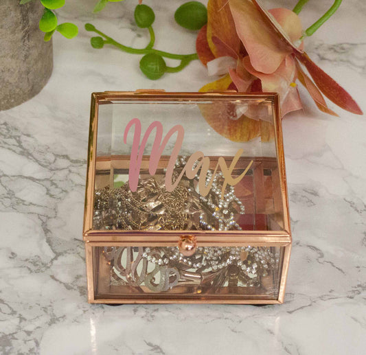 Personalised Rose Gold Mirrored Jewellery Box – Customised Trinket Gift  - Always Looking Good -