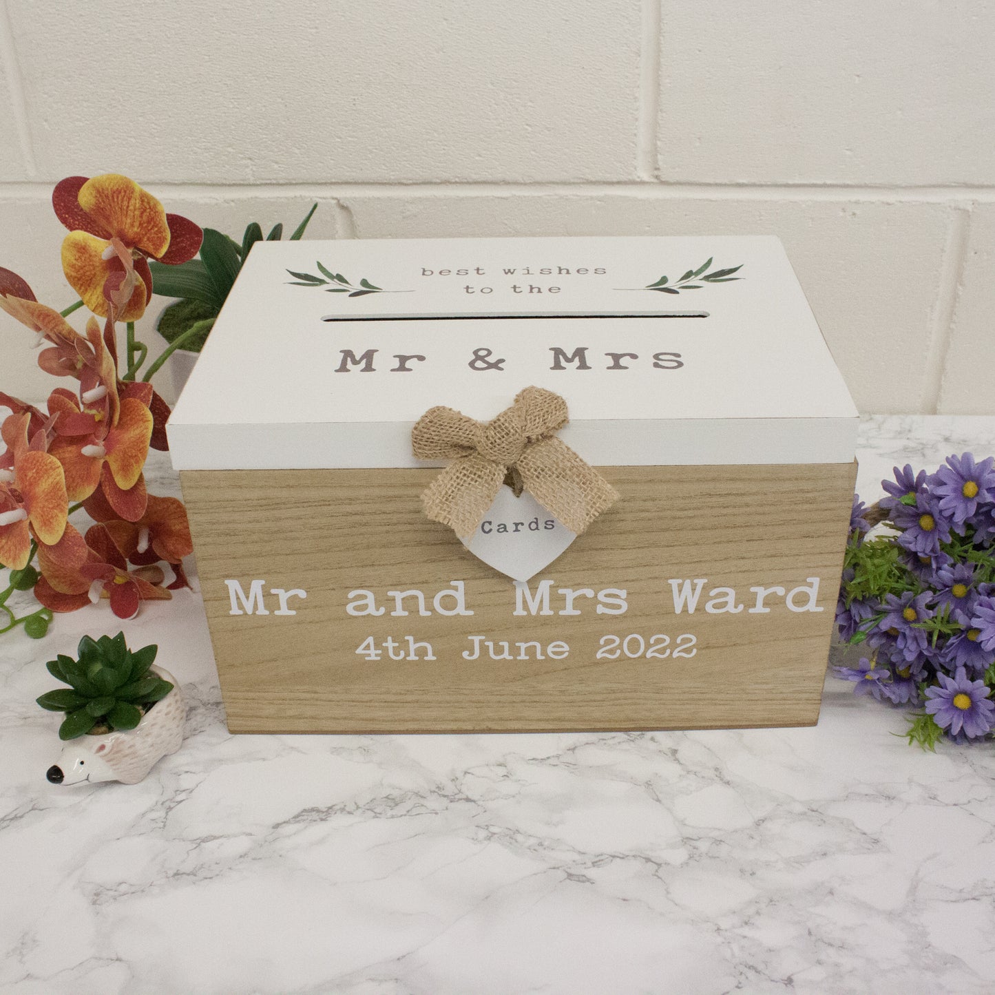 Personalised Wedding Card White & Wooden Memory Box  - Always Looking Good -   