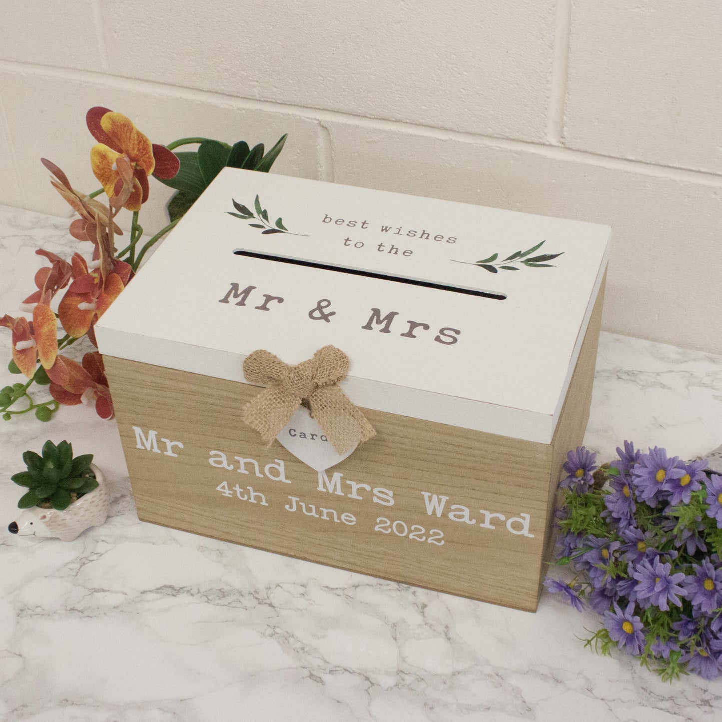 Personalised Wedding Card White & Wooden Memory Box  - Always Looking Good -   