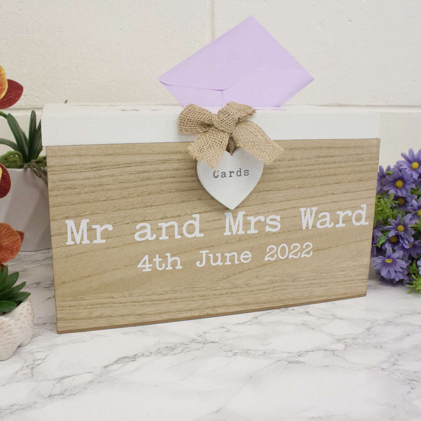 Personalised Wedding Card White & Wooden Memory Box  - Always Looking Good -   