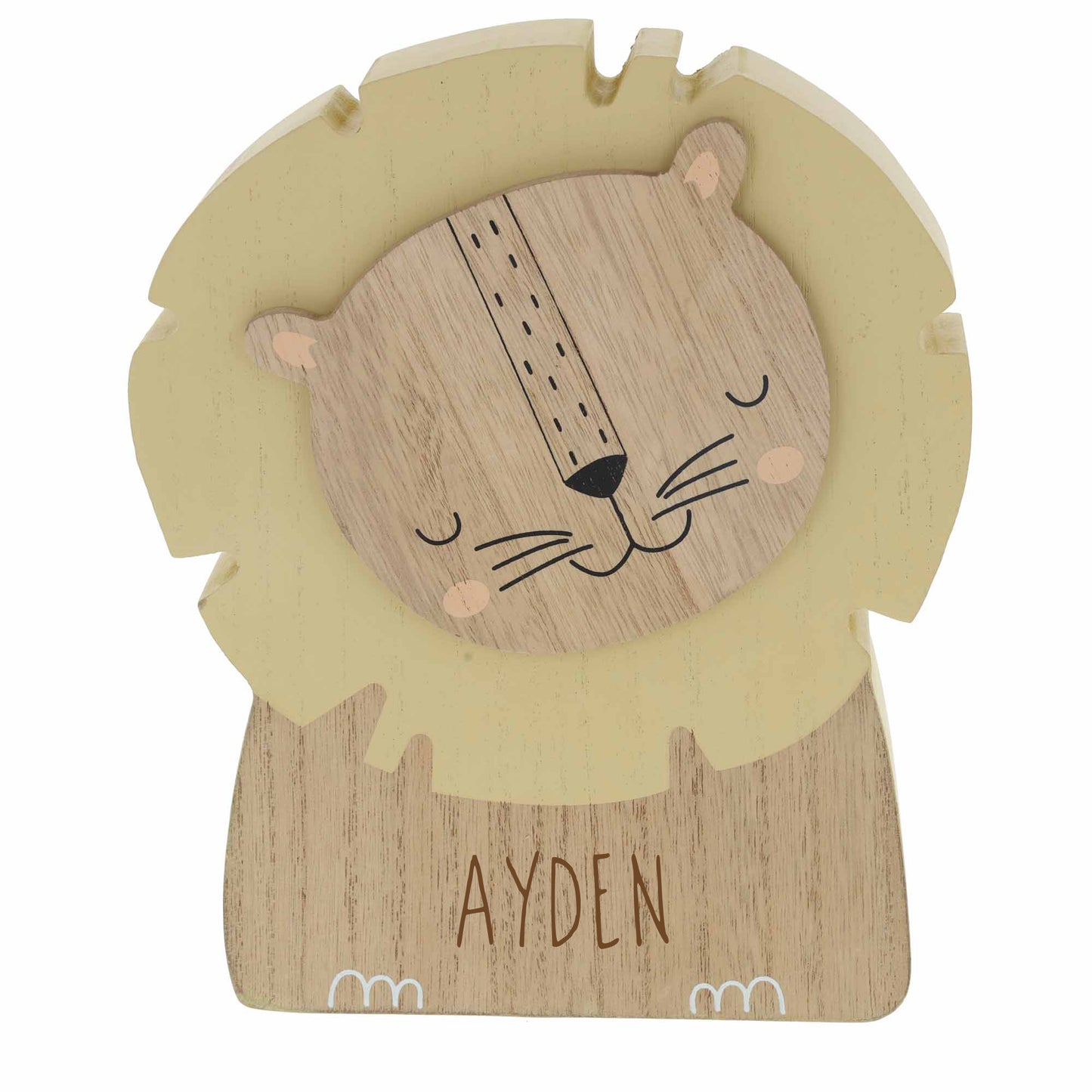 Personalised Engraved Kids Lion Money Box with Name  - Always Looking Good -   