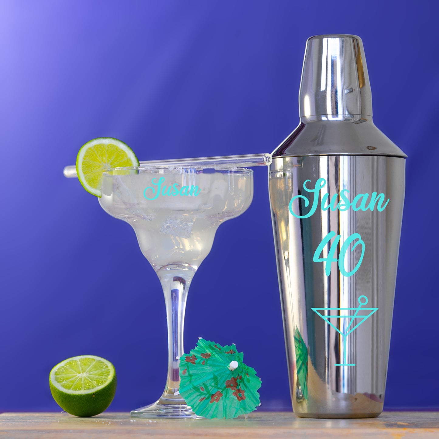 Personalised 40th Birthday Margarita Cocktail Shaker Set - Always Looking Good -