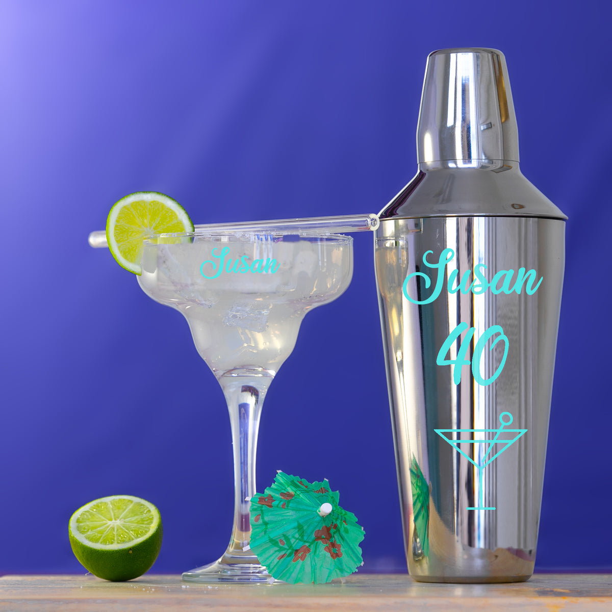 Personalised 40th Birthday Margarita Cocktail Shaker Set - Always Looking Good -