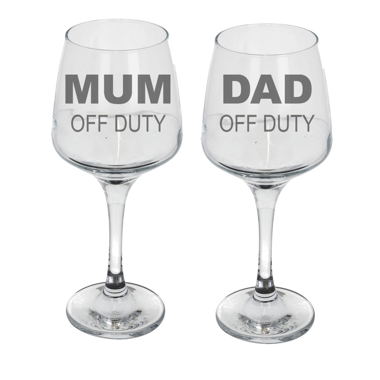 Engraved "Mum and Dad Off Duty" Novelty Matching Wine Glass and/or Coaster Set - Always Looking Good -