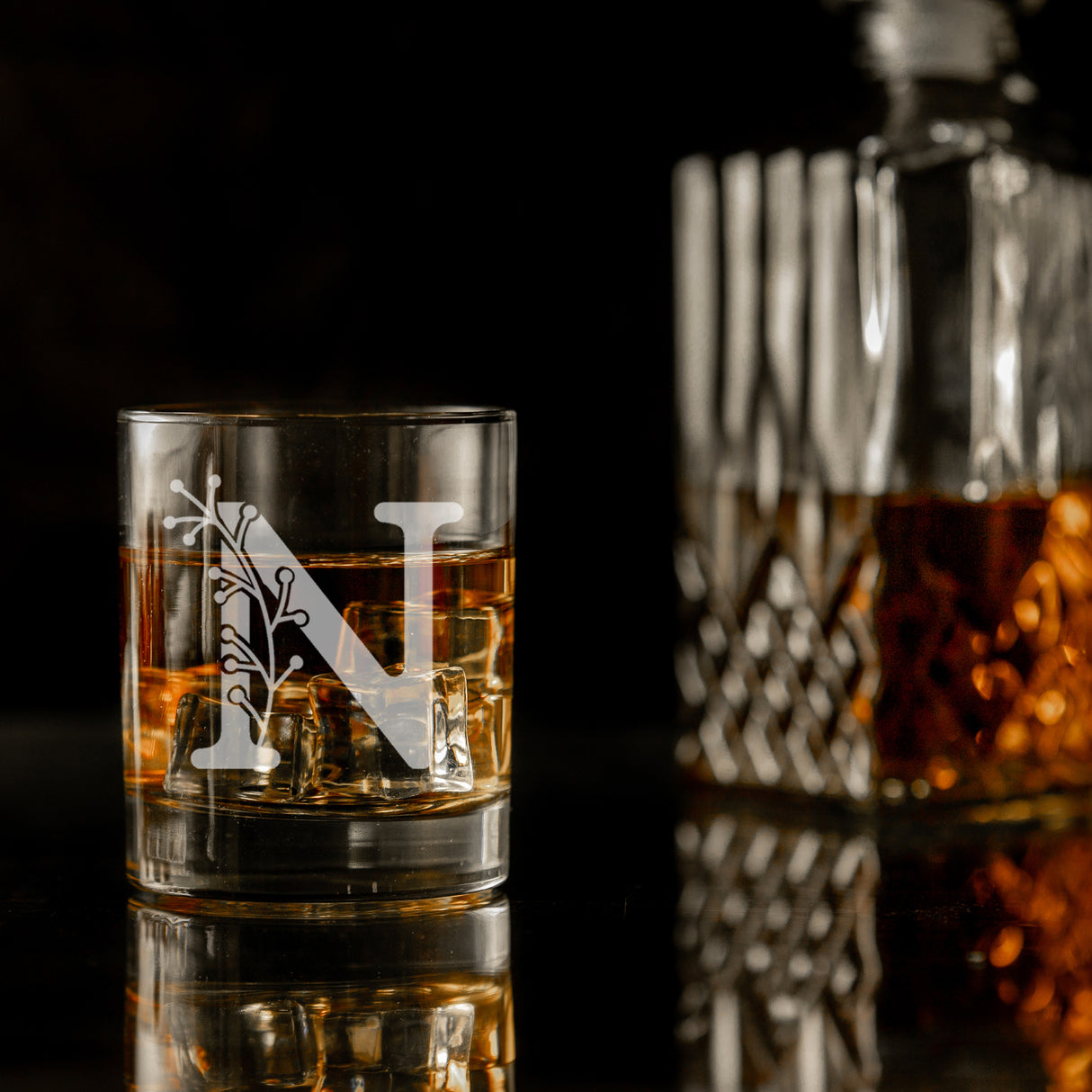 Personalised Engraved Monogram Initial Design Whisky Glass and/or Coaster Gift - Always Looking Good -