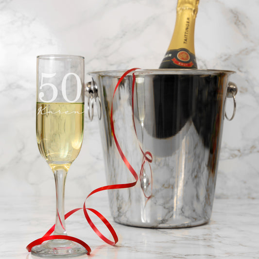 Personalised Engraved Big Birthday Champagne Flute Filled Occasion Glass  - Always Looking Good -