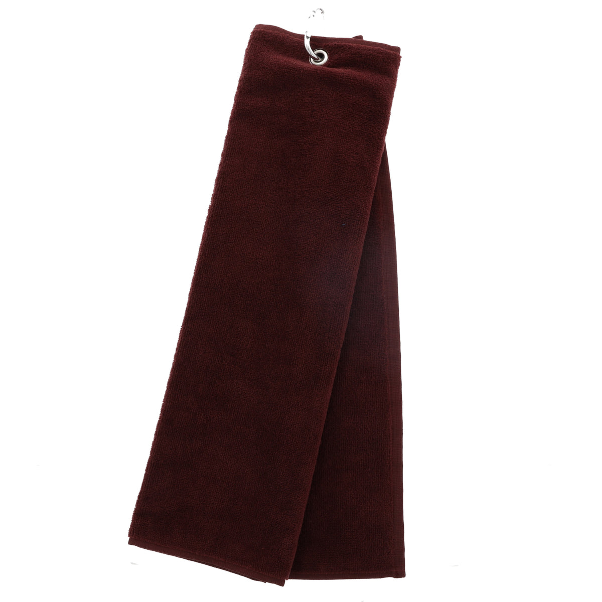 Personalised Embroidered Tri Fold GOLF Towel Trifold Towel with Carabiner Clip - Always Looking Good - Burgundy (Wine)