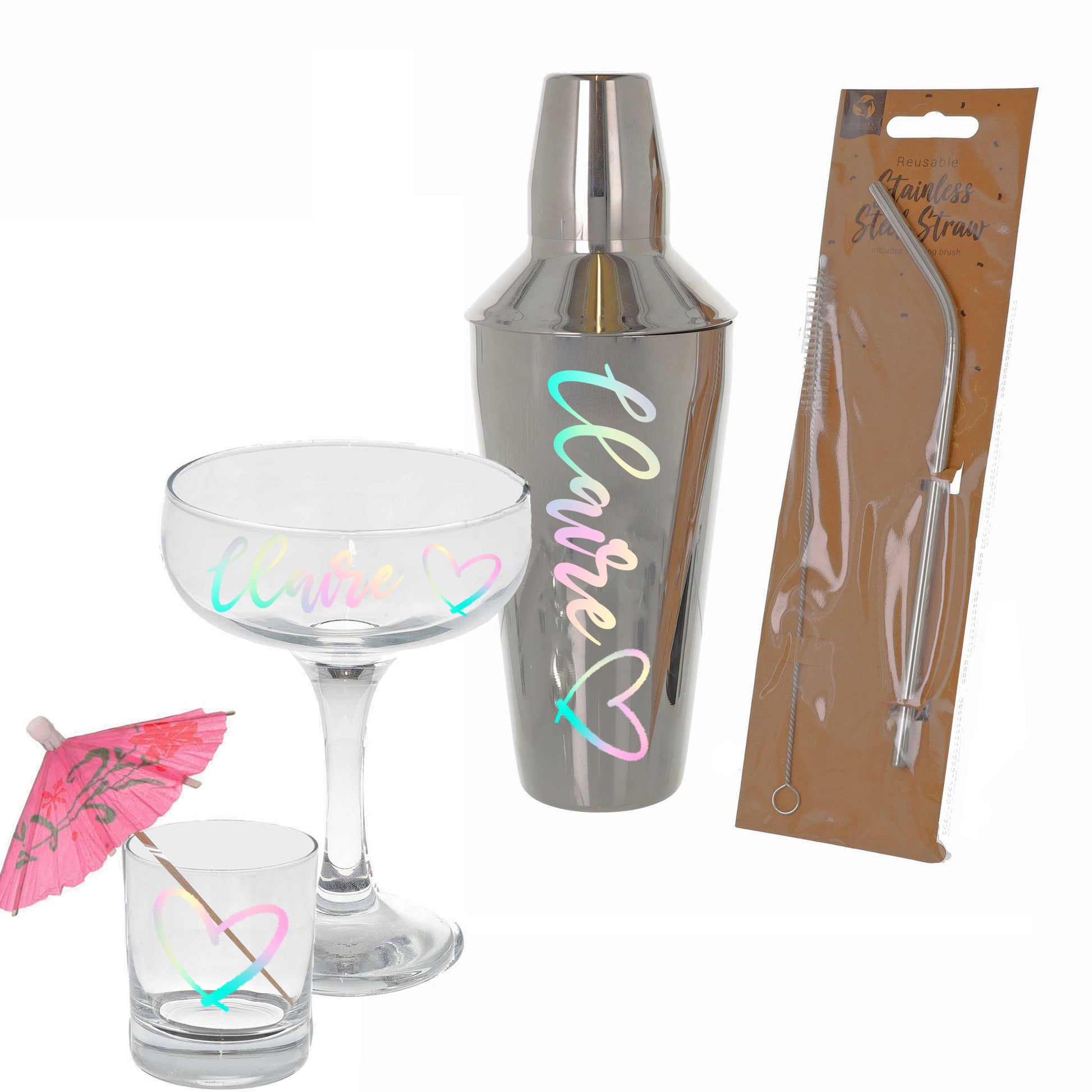 Personalised Pornstar Martini Cocktail Shaker Set With Glass & Shot Glass Gift Set  - Always Looking Good - Full Set  