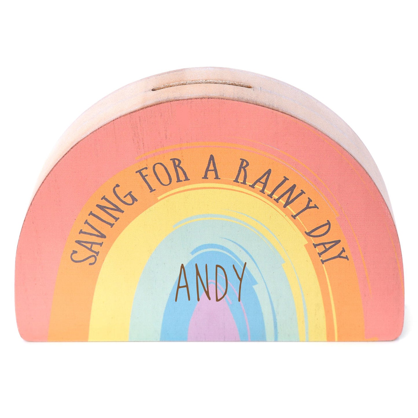 Personalised Engraved Rainbow Shaped Money Box Saving For A Rainy Day Childs Piggy Bank  - Always Looking Good -   