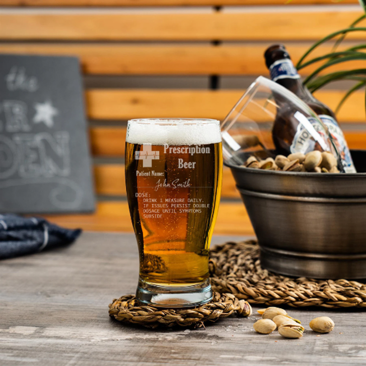 Personalised Engraved Prescription Beer Glass with any Name - Always Looking Good -
