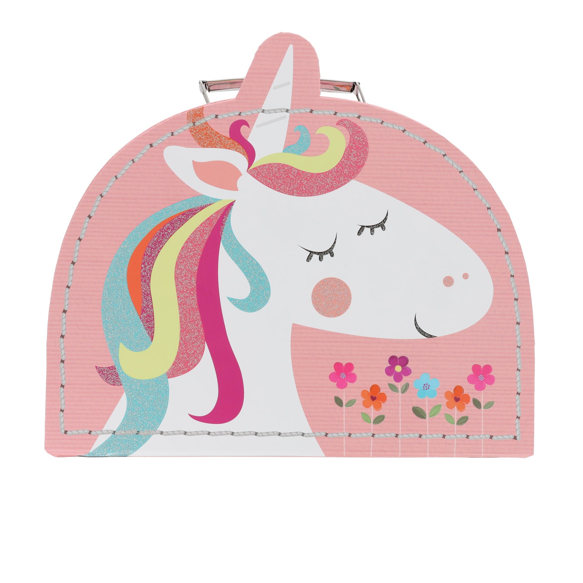 Personalised Storage Suitcase Filled Kids Gift Set  - Always Looking Good - Small Pink Unicorn  