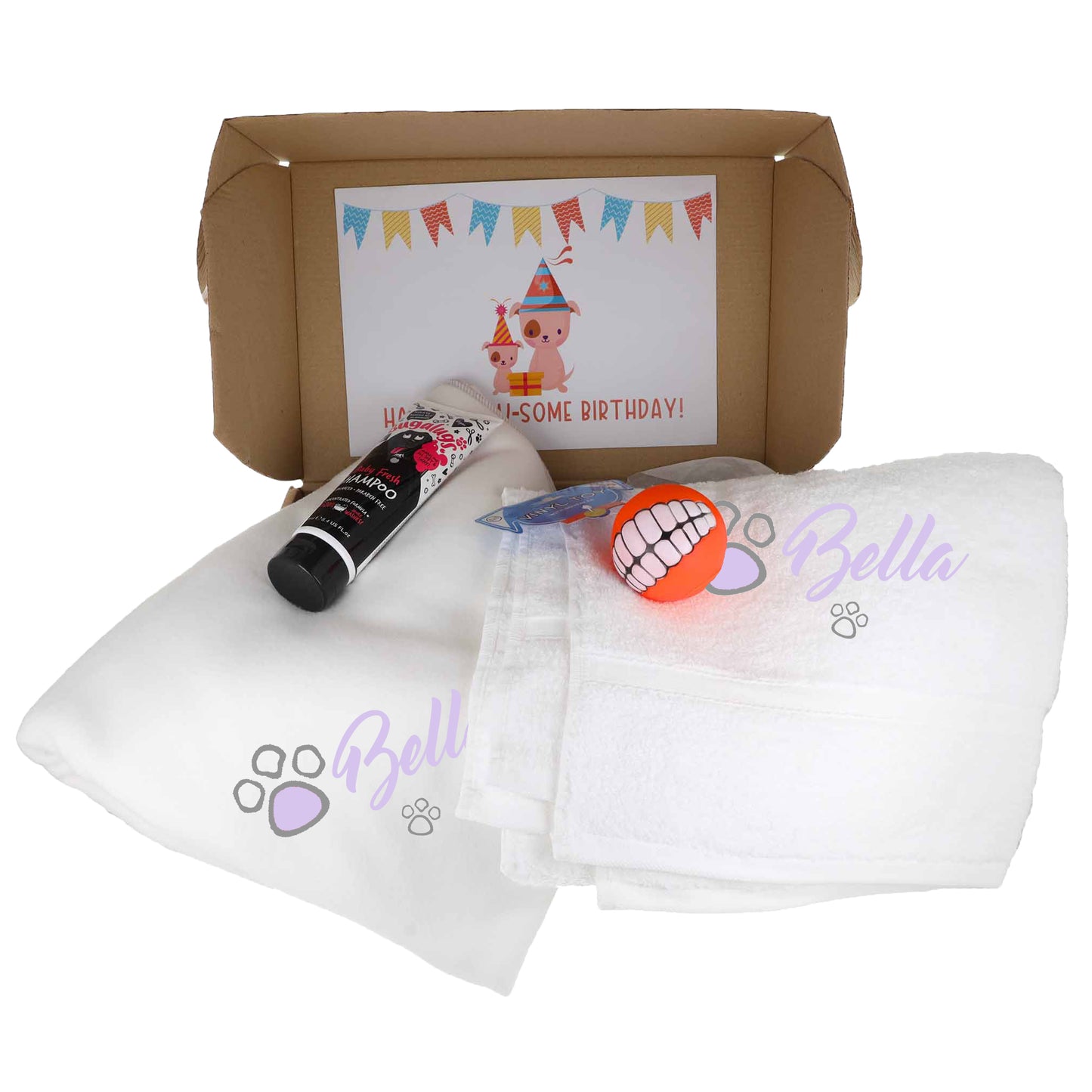 Personalised Dog Blanket and Towel Embroidered With Name Pampered Pooch Gift Set  - Always Looking Good -   