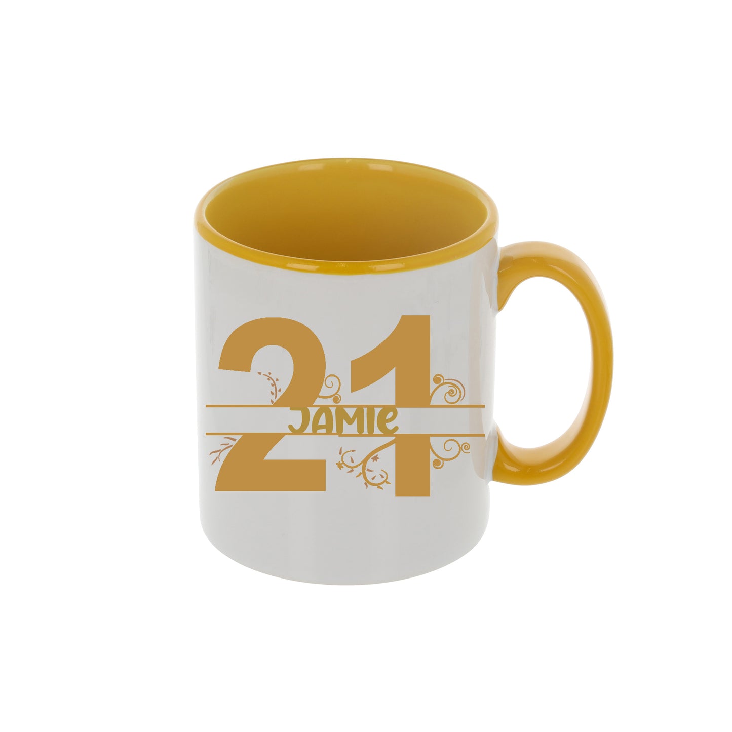 Personalised Filled 21st Birthday Mug - Always Looking Good - Yellow Mug Only