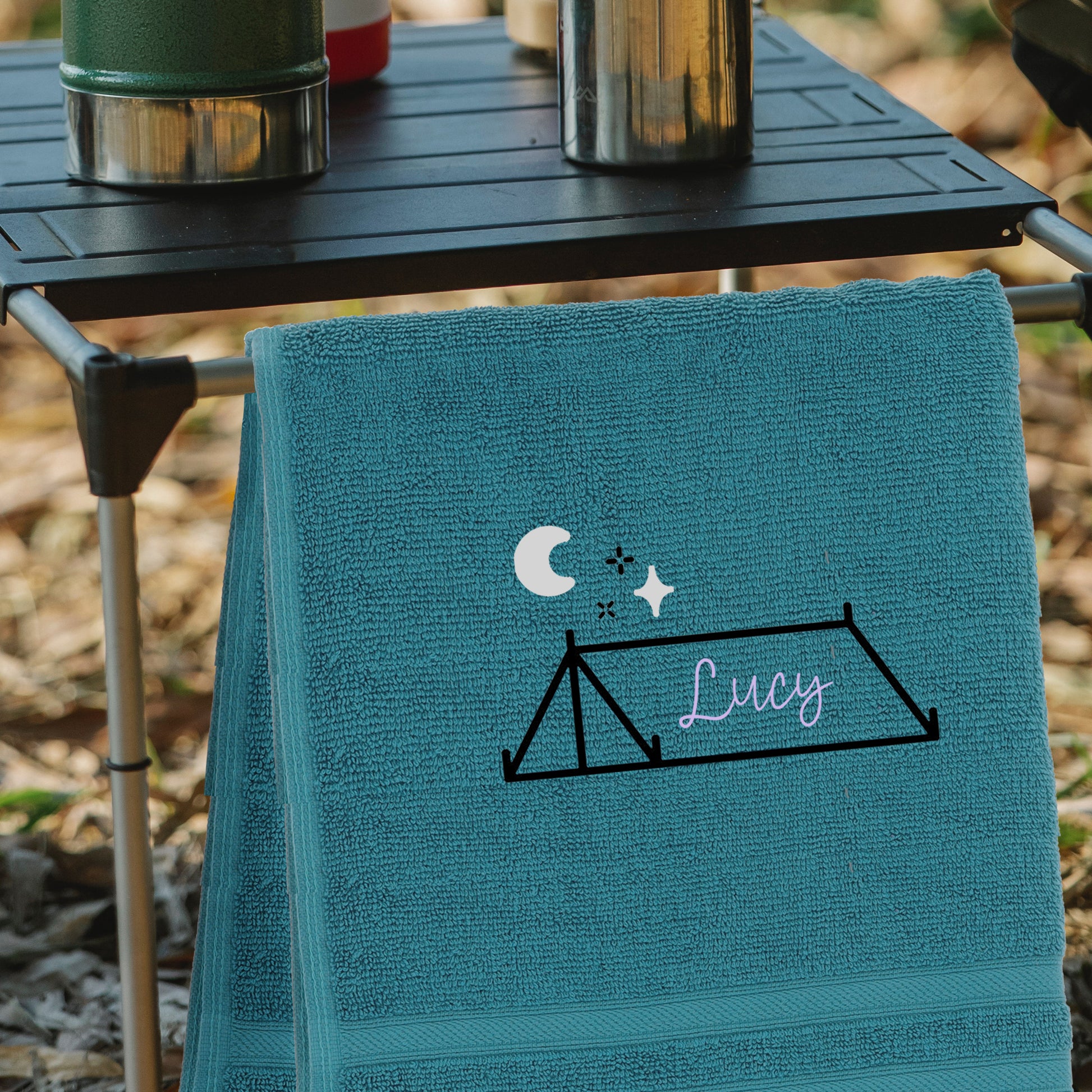 Personalised Embroidered Design Camping Towel  - Always Looking Good -   
