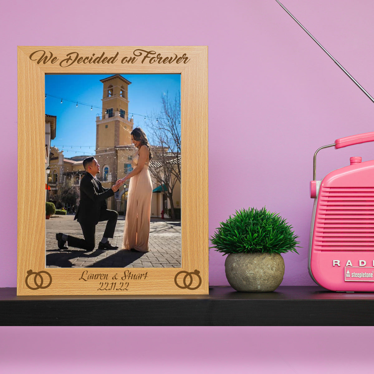 Personalised Wooden Engraved "We Decided on Forever" Engagement Picture Frame - Always Looking Good -