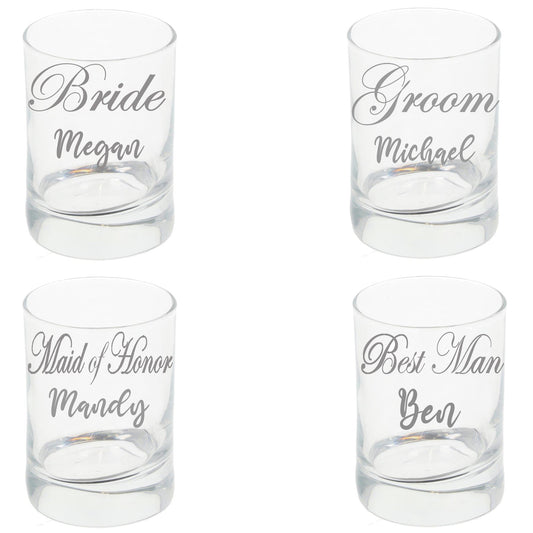 Personalised Engraved Bridal Party Shot Glass Set x4  - Always Looking Good -