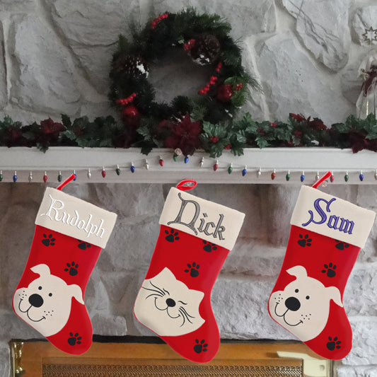 Personalised Embroidered Dog / Cat Christmas Stocking - Always Looking Good -