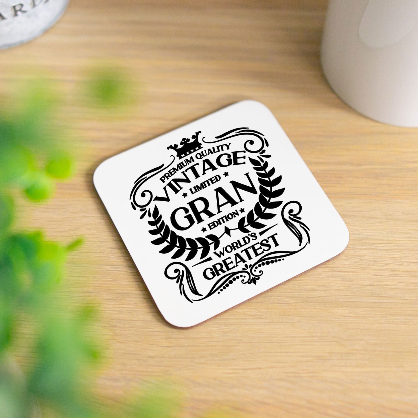 Vintage World's Greatest Gran Engraved Wine Glass Gift  - Always Looking Good - Glass & Printed Coaster  