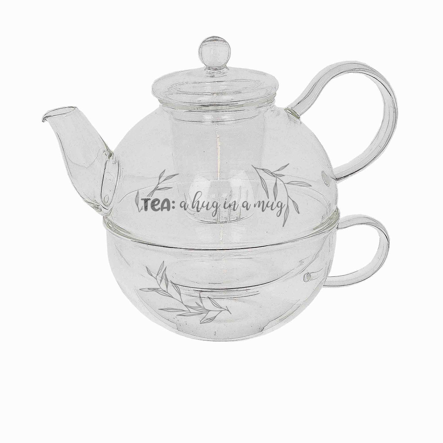 Personalised Engraved Tea for One Hug in a Mug Tea Pot - Always Looking Good -