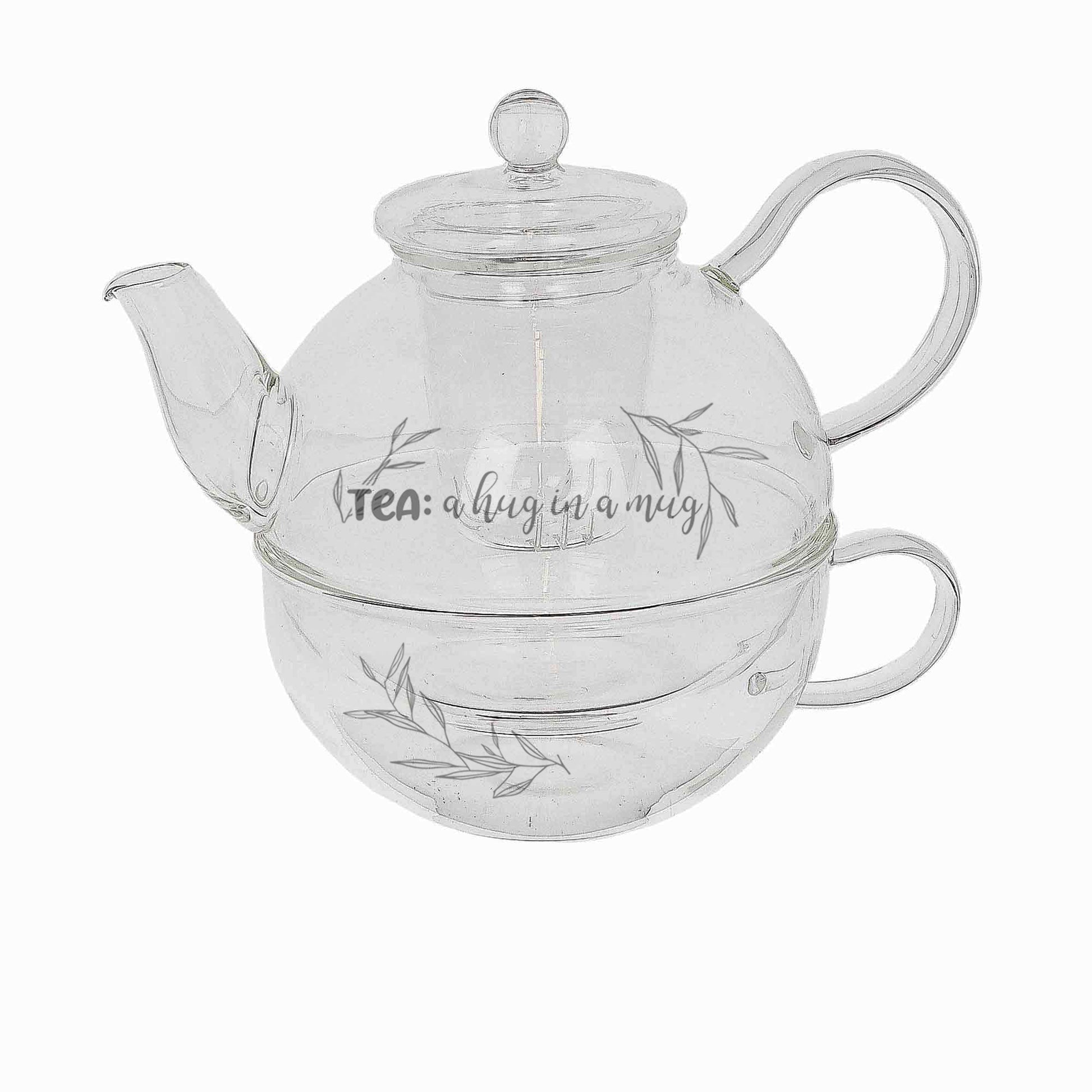 Personalised Engraved Tea for One Hug in a Mug Tea Pot  - Always Looking Good -