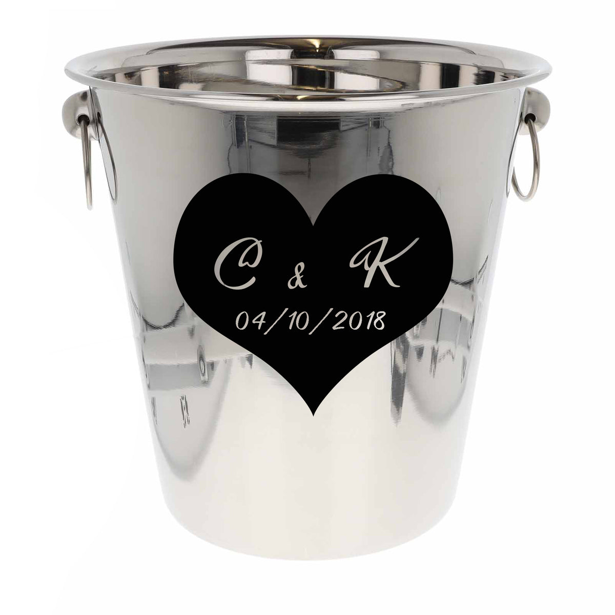 Personalised Heart Design Ice Bucket With Matching Champagne Glasses With Name and Date - Always Looking Good - Ice Bucket Only