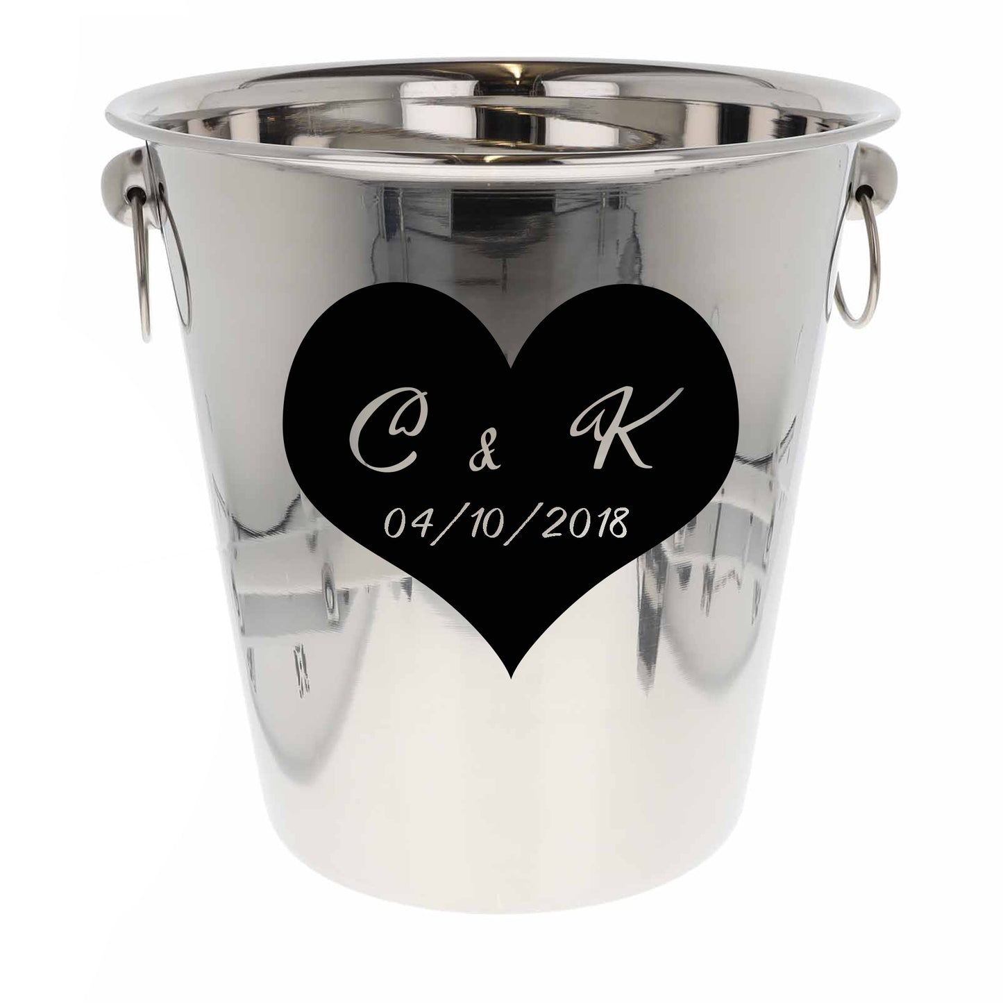 Personalised Heart Design Ice Bucket With Matching Champagne Glasses With Name and Date - Always Looking Good - Ice Bucket Only